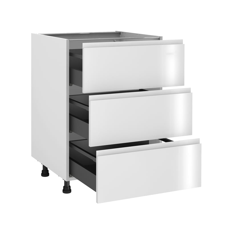 Szafka kuchenna stojąca z 3 szufladami Tokyo 60 cm biały połysk Delinia ID