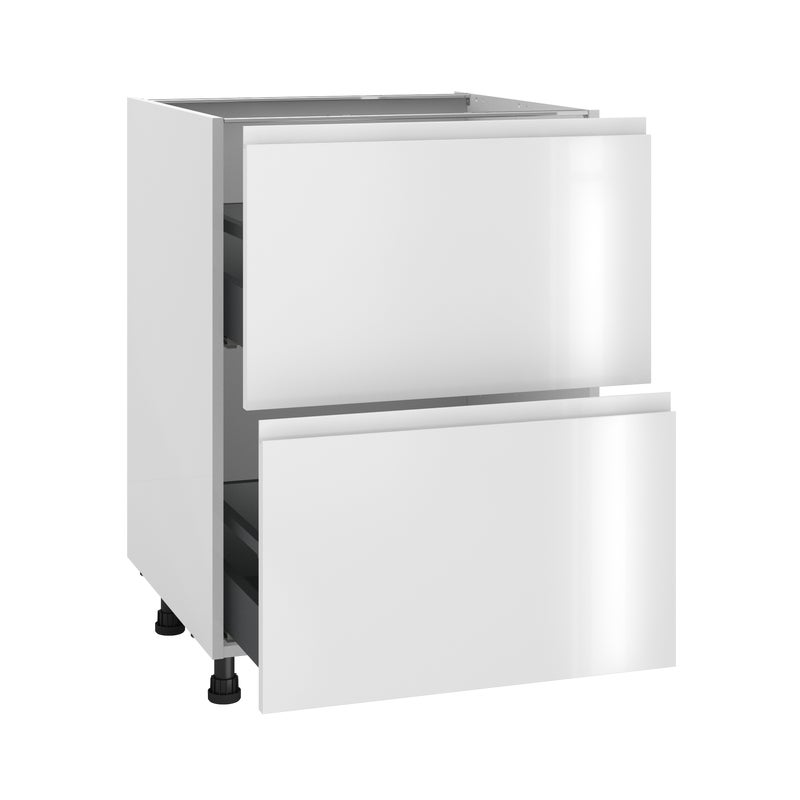 Szafka kuchenna stojąca z 2 szufladami Tokyo 60 cm biały połysk Delinia ID