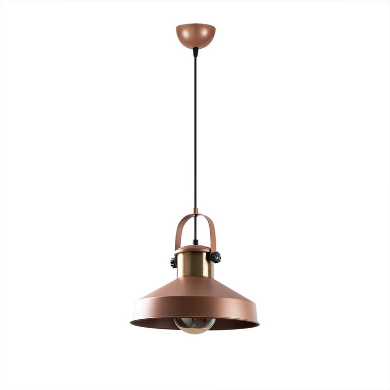 Lampa wisząca Momo vintage z miedzianym metalowym abażurem i mosiężnymi detalami ø35 cm