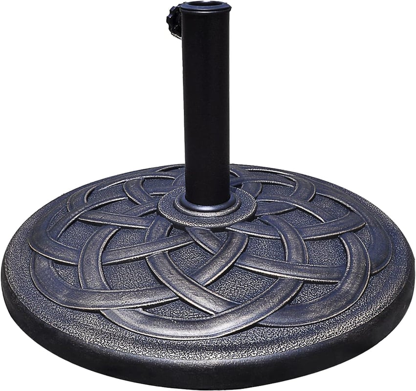 Podstawa Parasola, Półokrągła Podstawa Parasola, Żywica Podstawa Stojaka na Parasol Ogrodowy, z Żywicy z Czarnym Wykończeniem (Duże Koło (D55CM))