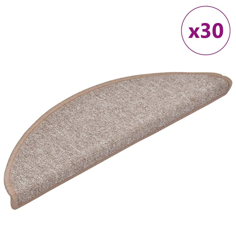 Maty na schody 30 szt. 56x17x3 cm Jasnobrązowe półokrągłe vidaXL
