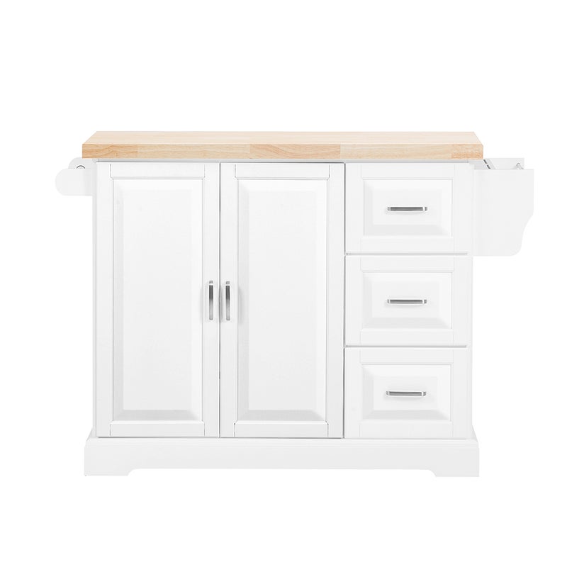 SoBuy Wyspa kuchenna z trzema szufladami Biały 130x71x91cm Klasyczny FKW41-II-NW