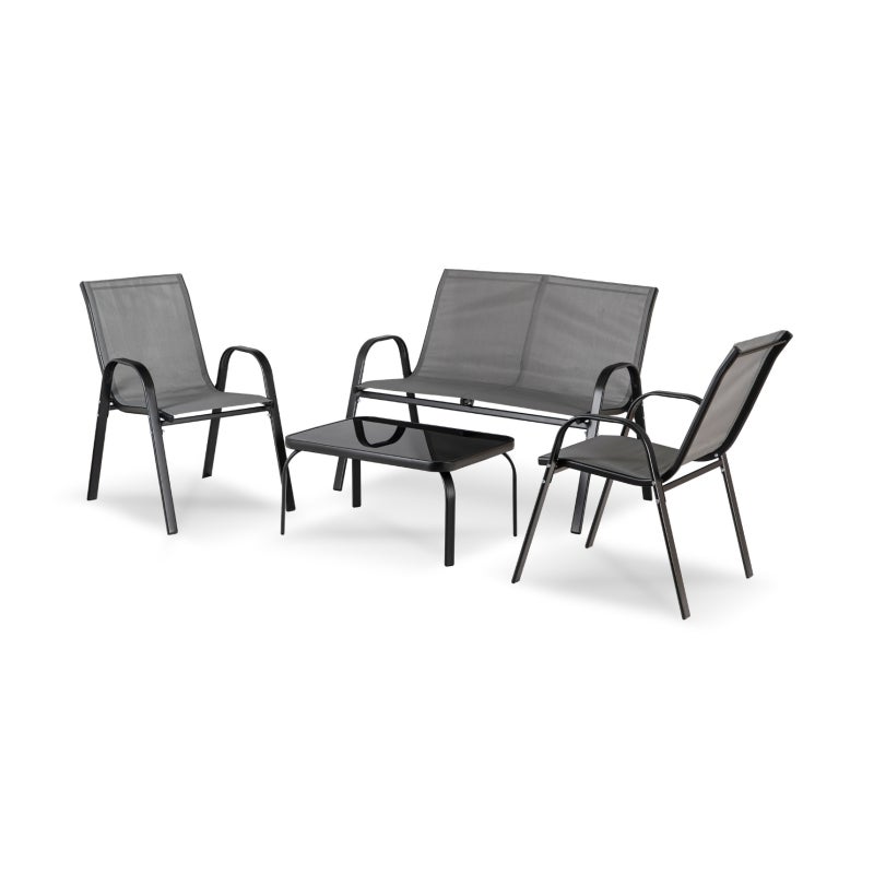 Zestaw Mebli Ogrodowych Na Taras Ogród Komplet Textilene Szary MINNESOTA