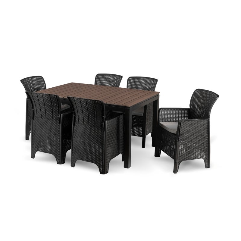 Zestaw Mebli Ogrodowych Na Taras Ogród Technorattan Czarny Orzech