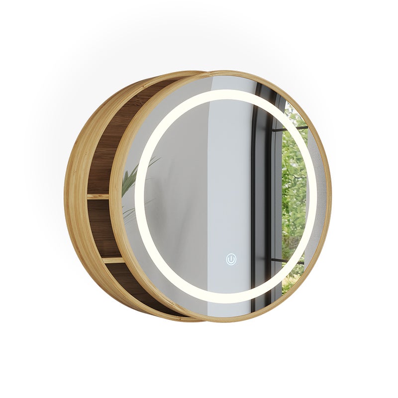 Vicco Szafka z lustrem w łazience Silva, Bambus, 50 x 50 cm z 5 schowkami