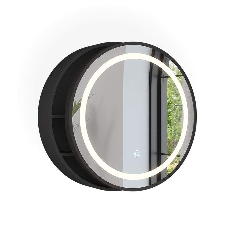 Vicco Szafka z lustrem w łazience Silva, Czarny, 50 x 50 cm z 5 schowkami