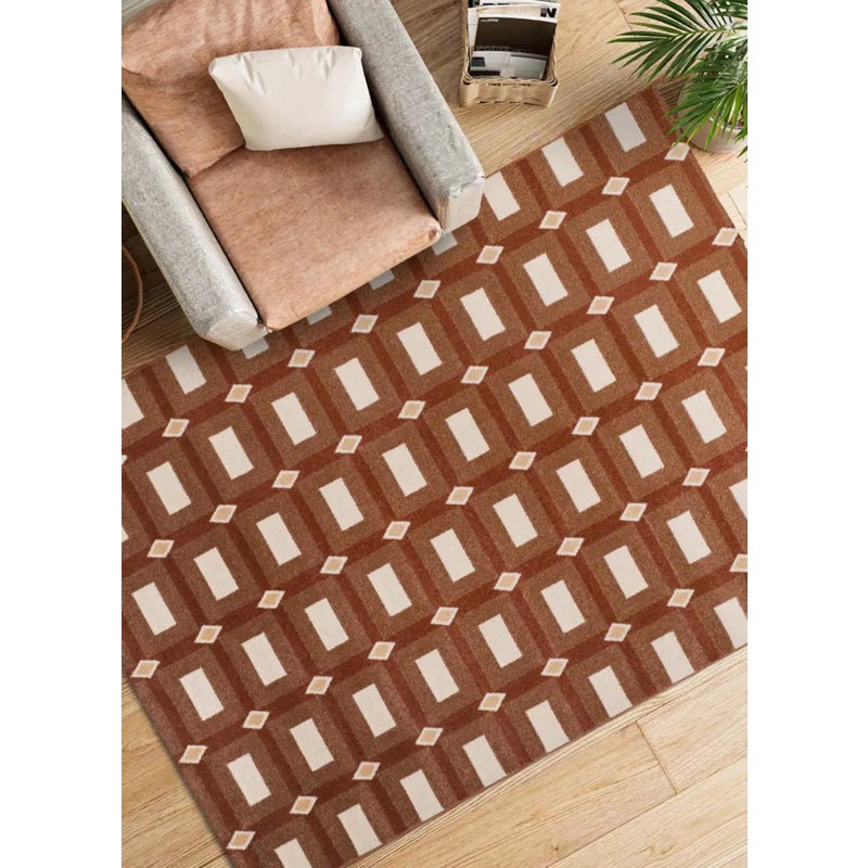 Dywan wewnętrzny prostokątny, miedziany / beżowy, 80 x 150 cm, ASTRA geometryczny - ATTICGO