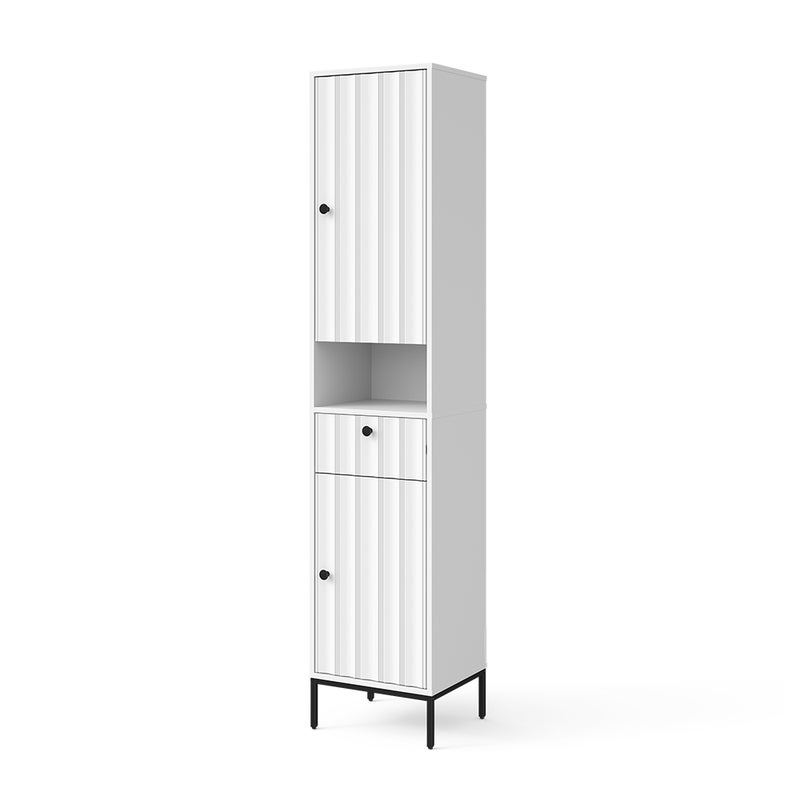 Vicco Szafka łazienkowa Eliza, Białe pofałdowanie, 40 x 190 cm z 2 drzwiami