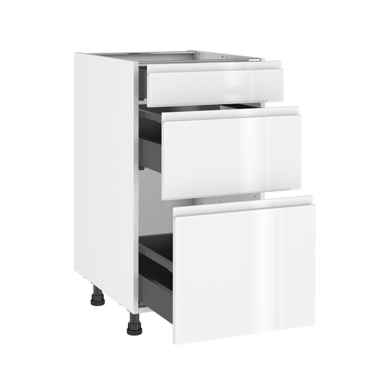 Szafka kuchenna kompletna Tokyo 45 cm biała połysk 3 szuflady Delinia iD