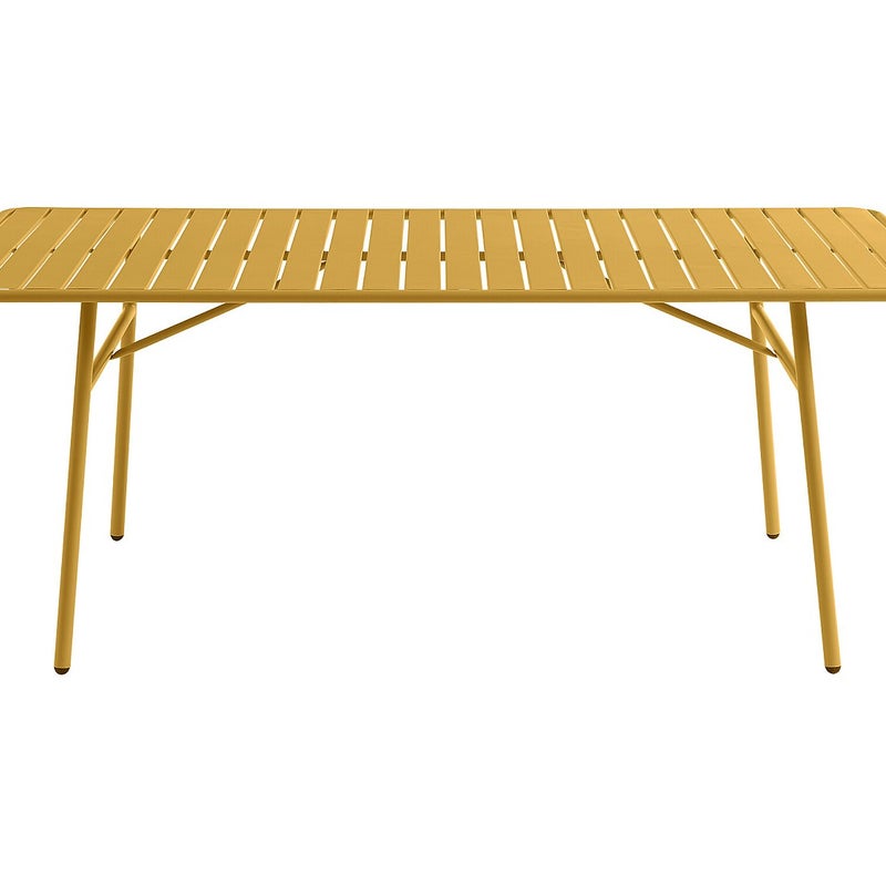 Stół ogrodowy o dł. 160 cm z metalu - Żółty musztardowy - MIRMANDE marki MYLIA