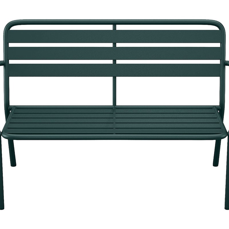 MYLIA Ławka ogrodowa z metalu - Butelkowa zieleń - MIRMANDE