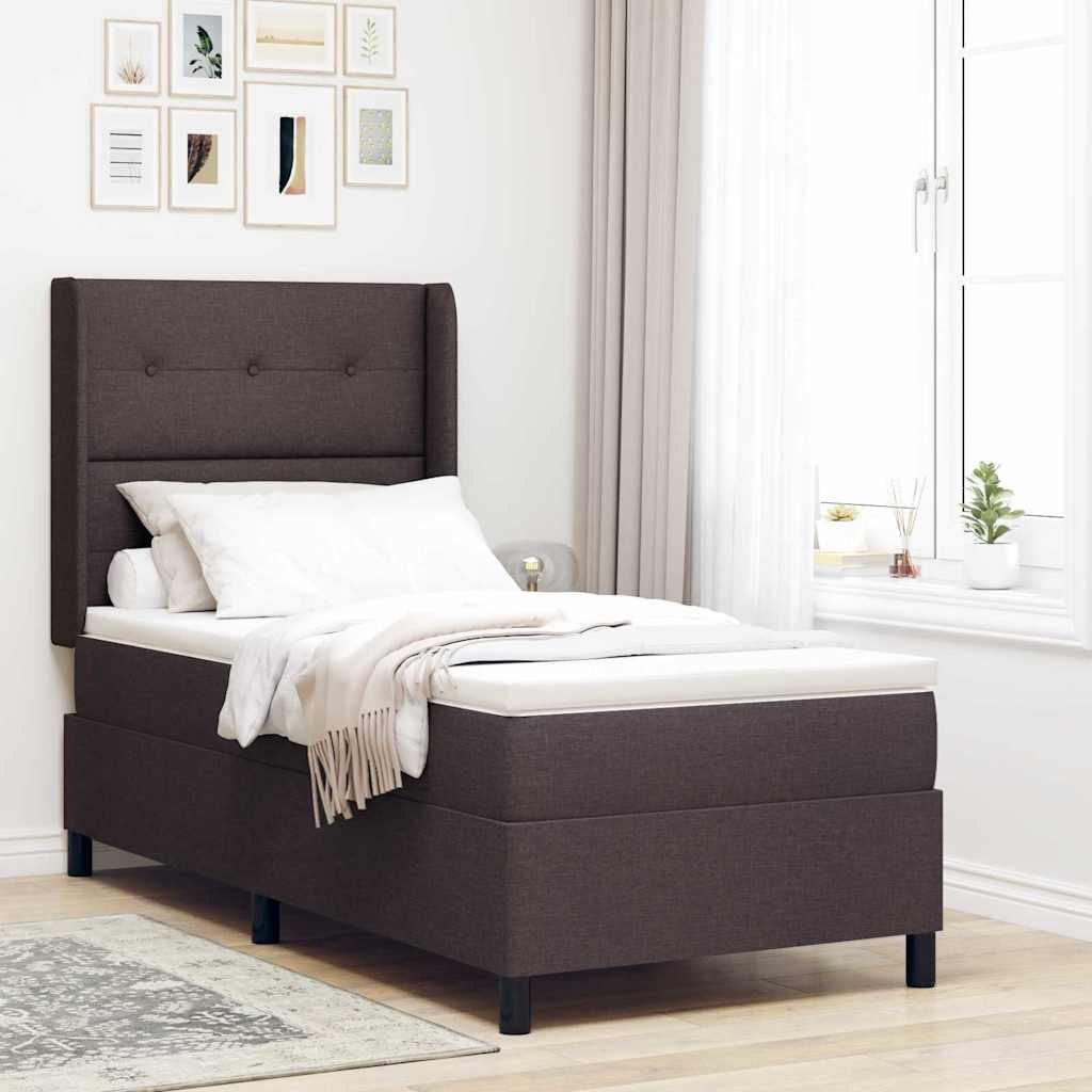 VidaXL Łóżko z sprężyną LED Ciemny brąz 90 x 190 cm tkanina