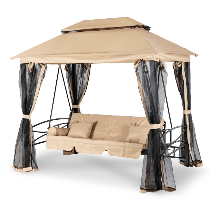 CARMEN Huśtawka Ogrodowa Beżowa/Czarna Nowoczesna