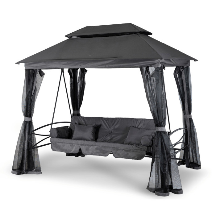 Huśtawka Ogrodowa CARMEN Szara/Czarna Nowoczesna
