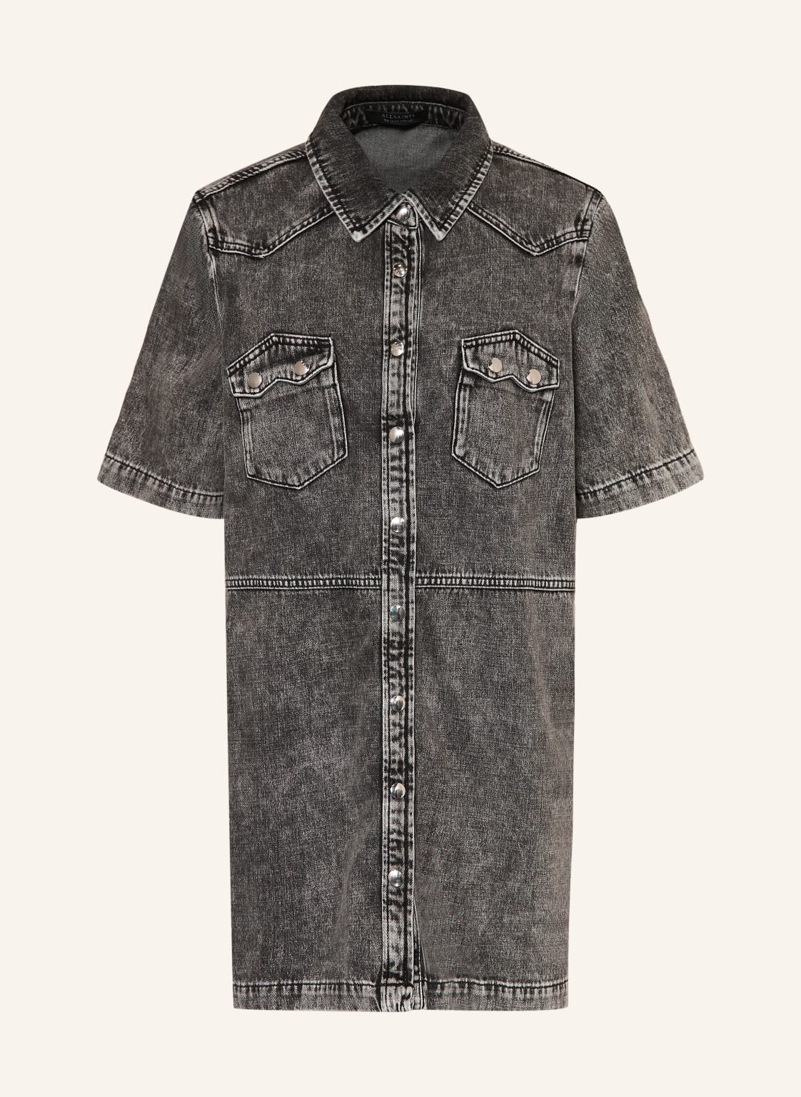 Allsaints Sukienka Koszulowa Rock W Stylu Jeansowym grau