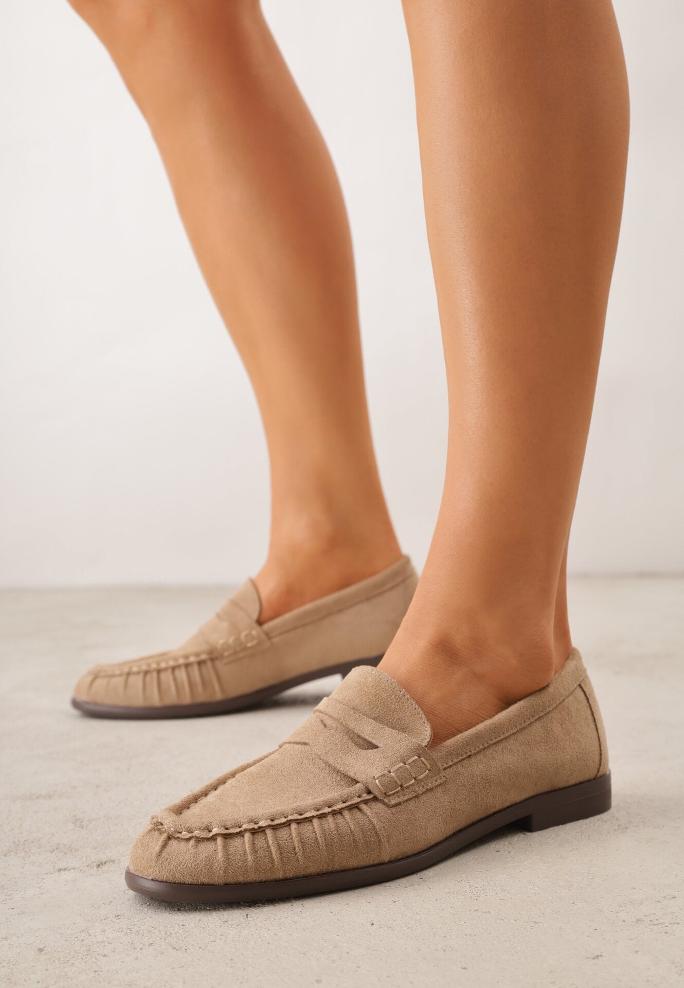 Beżowe Marszczone Mokasyny VICES z Wkładką ze Skóry Naturalnej Nerihaneh