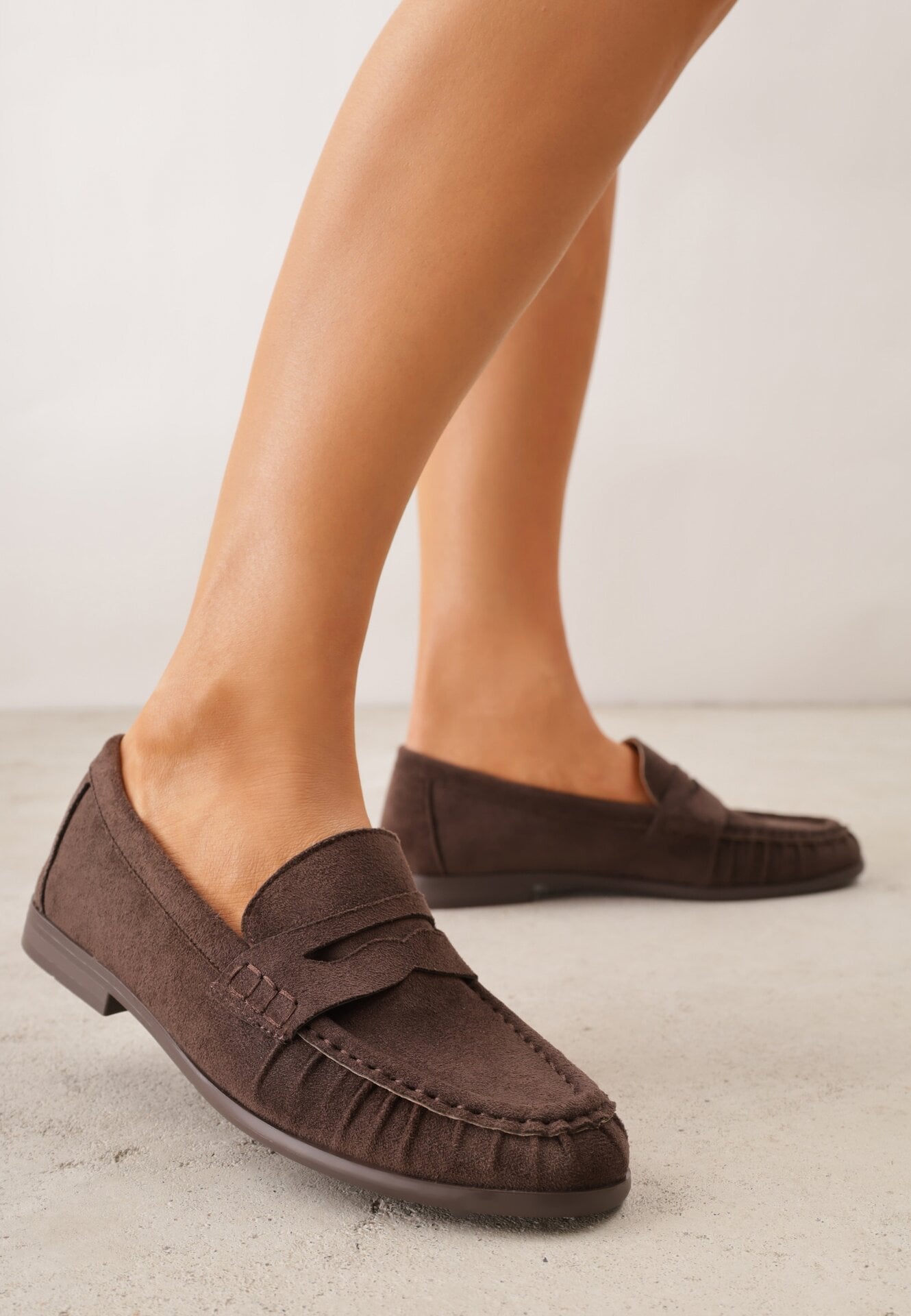 Ciemnobrązowe Marszczone Mokasyny VICES z Wkładką ze Skóry Naturalnej Nerihaneh