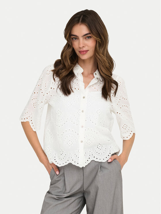 ONLY Koszula Valais 15351106 Kremowy Regular Fit