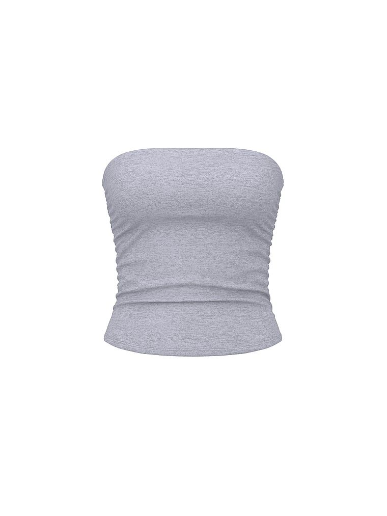 Bawełniany top bandeau ze ściąganym bokiem