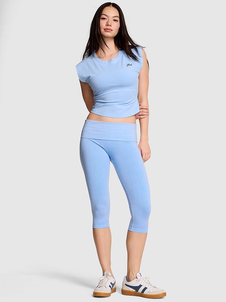 Legginsy All Day Cotton capri z zawijanym pasem
