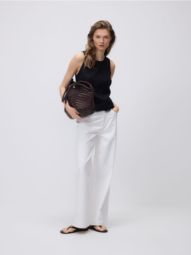 Reserved - Lniany top - czarny