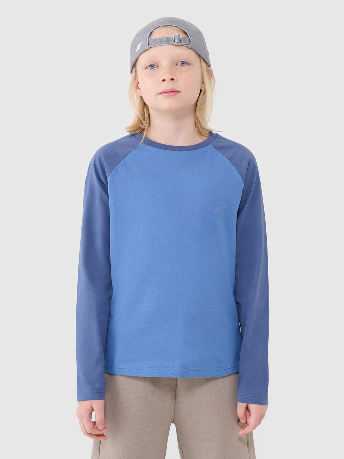 4F Longsleeve regular gładki chłopięcy - niebieski 158 (12-13 lat)