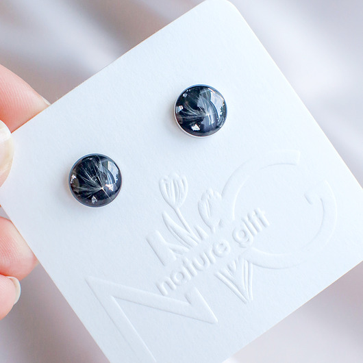 Kolczyki sztyfty z rzęsek dmuchawca