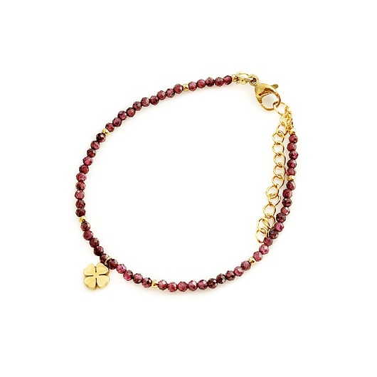 Bransoletka granat, czterolistna kończyna