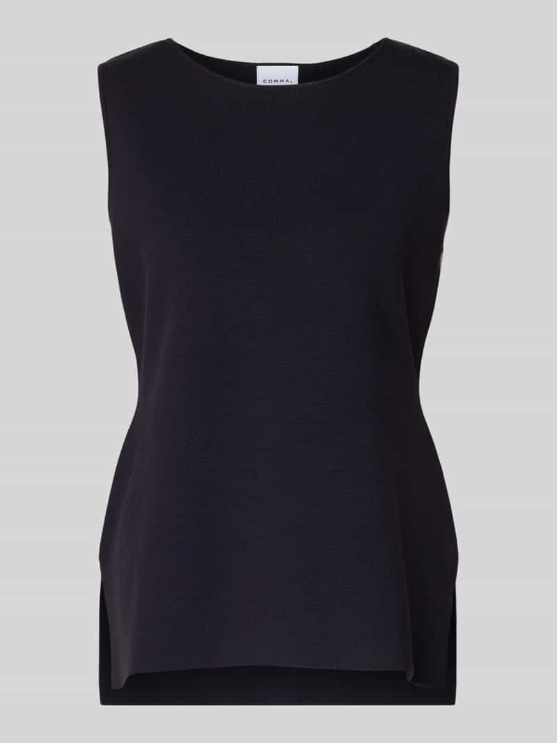 Top z dzianiny z mieszanka wiskozy z okrągły dekolt