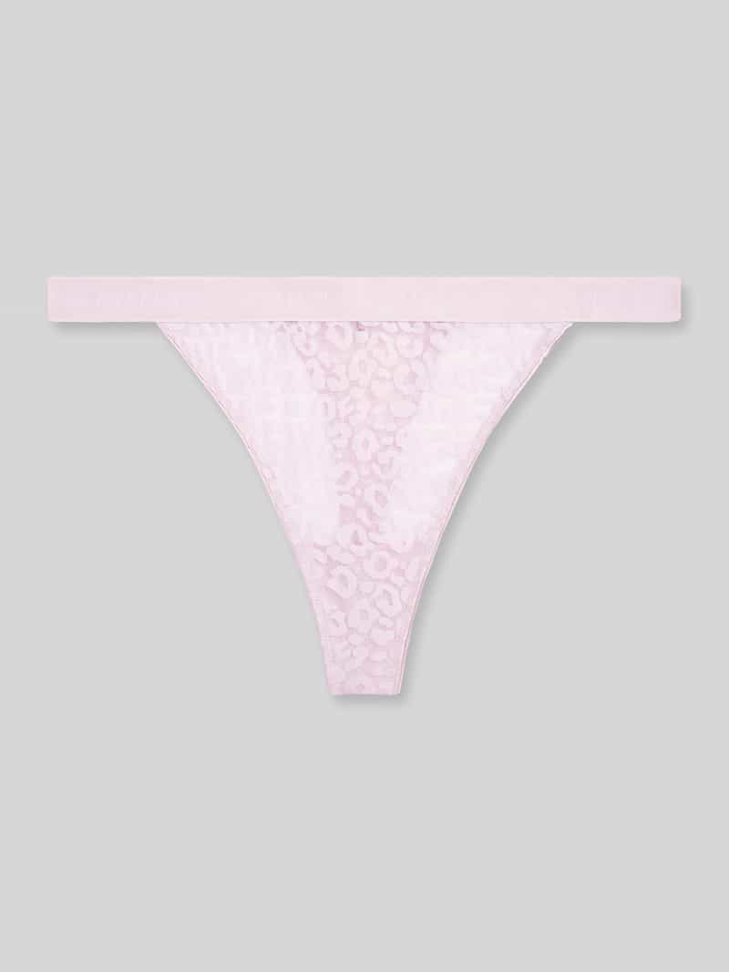 Stringi z koronki z paskiem z logo