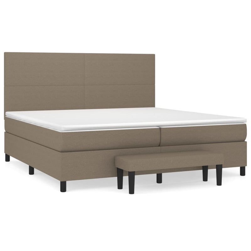 Łóżko Kontynentalne z Materacem Taupe Tkanina Łóżko Sypialniane Tapicerowane 200x200 cm