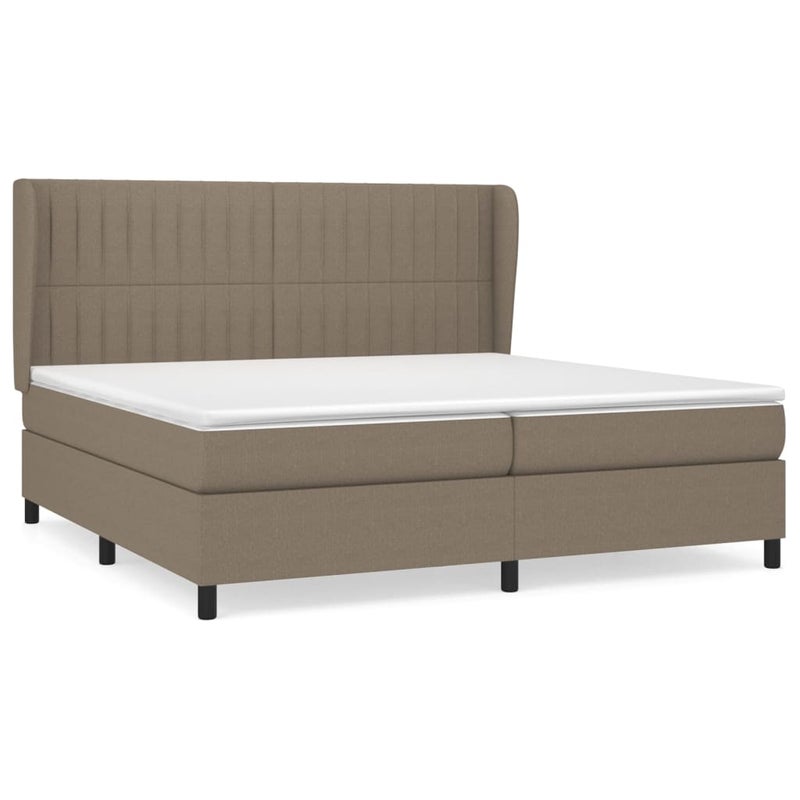 Łóżko Kontynentalne z Materacem Taupe Tkanina Łóżko Sypialniane Tapicerowane 200x200 cm