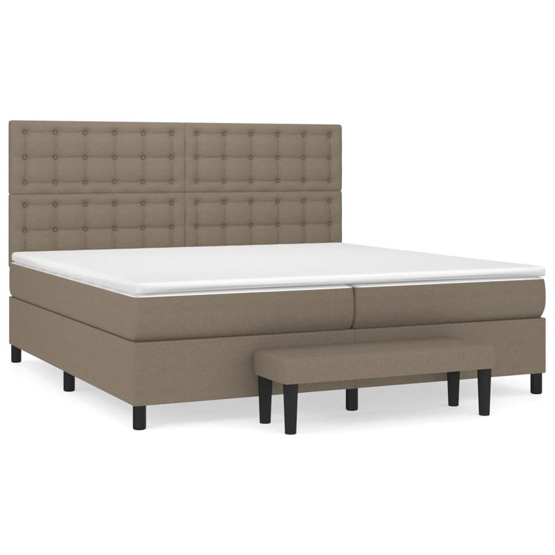 Łóżko Kontynentalne z Materacem Taupe Tkanina Łóżko Sypialniane Tapicerowane 200x200 cm