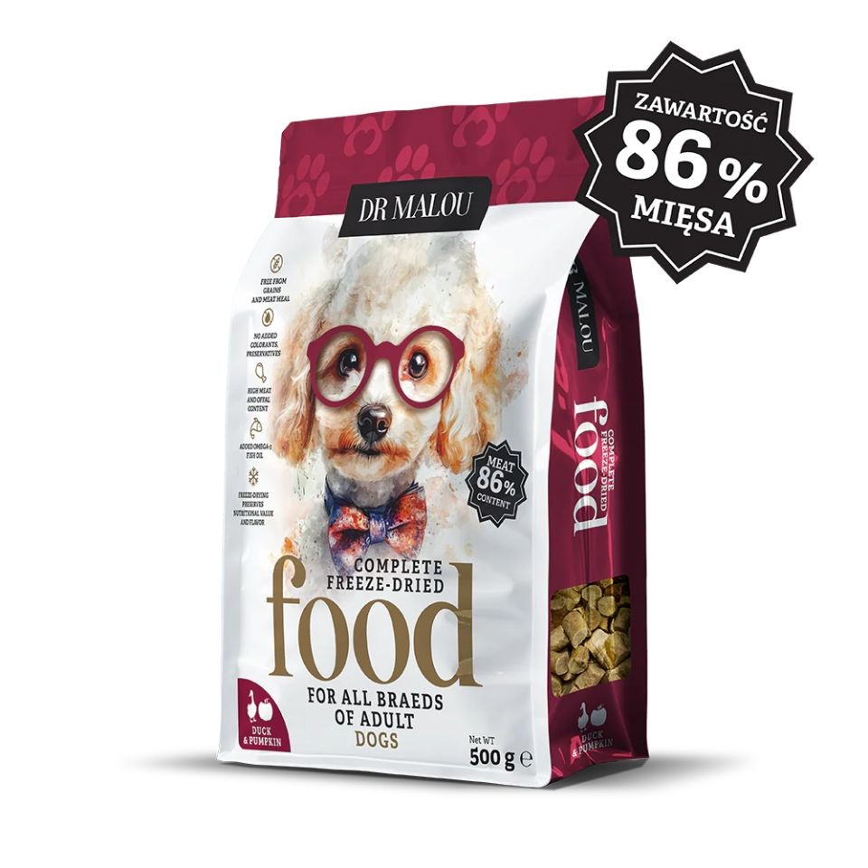 DR MALOU Liofilizowana karma Kaczka z dynią 500g sucha karma dla psów