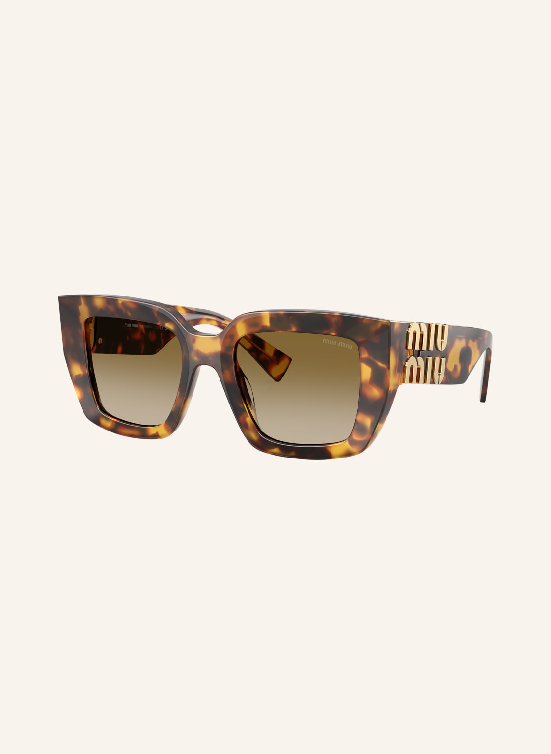Okulary przeciwsłoneczne MIU MIU MU B05S (14L20U) z acetatu w kolorze havana z brązowymi soczewkami gradientowymi
