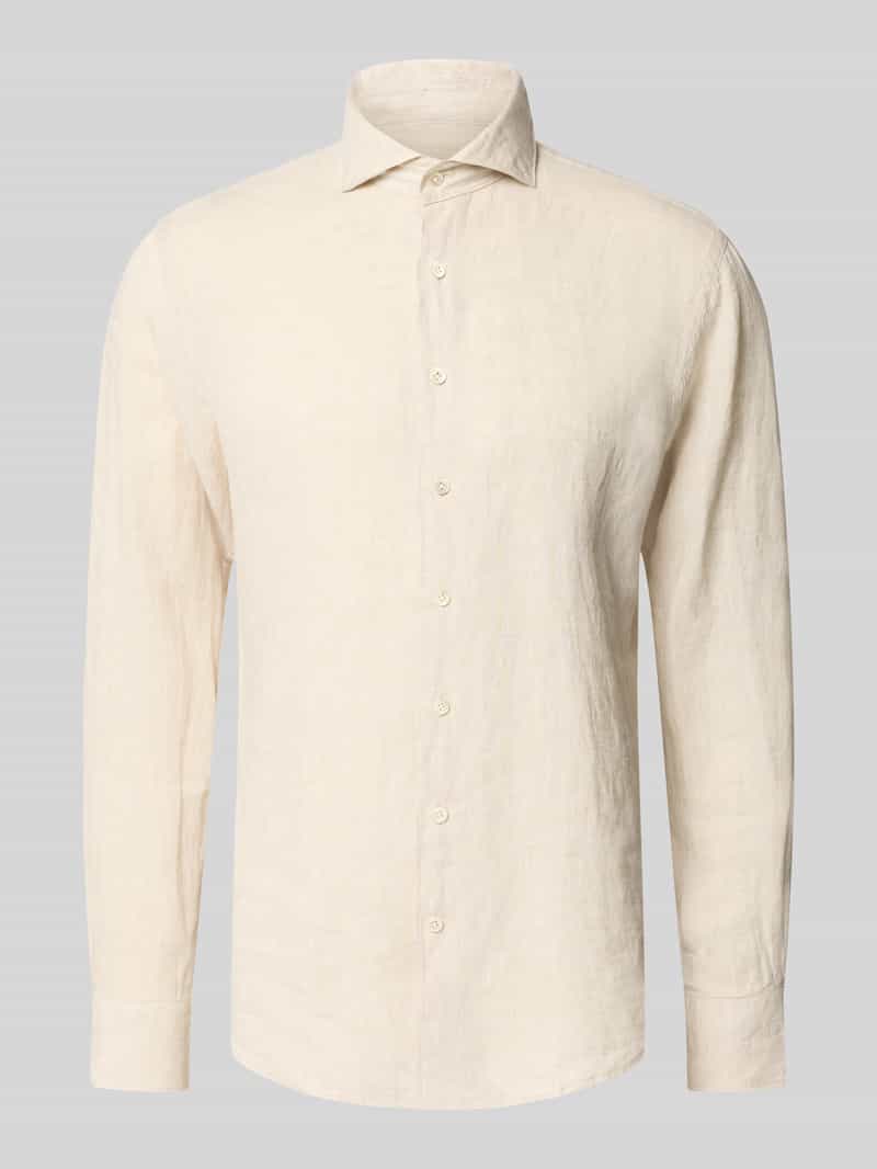 Koszula lniana o kroju regular fit z kołnierzykiem kent