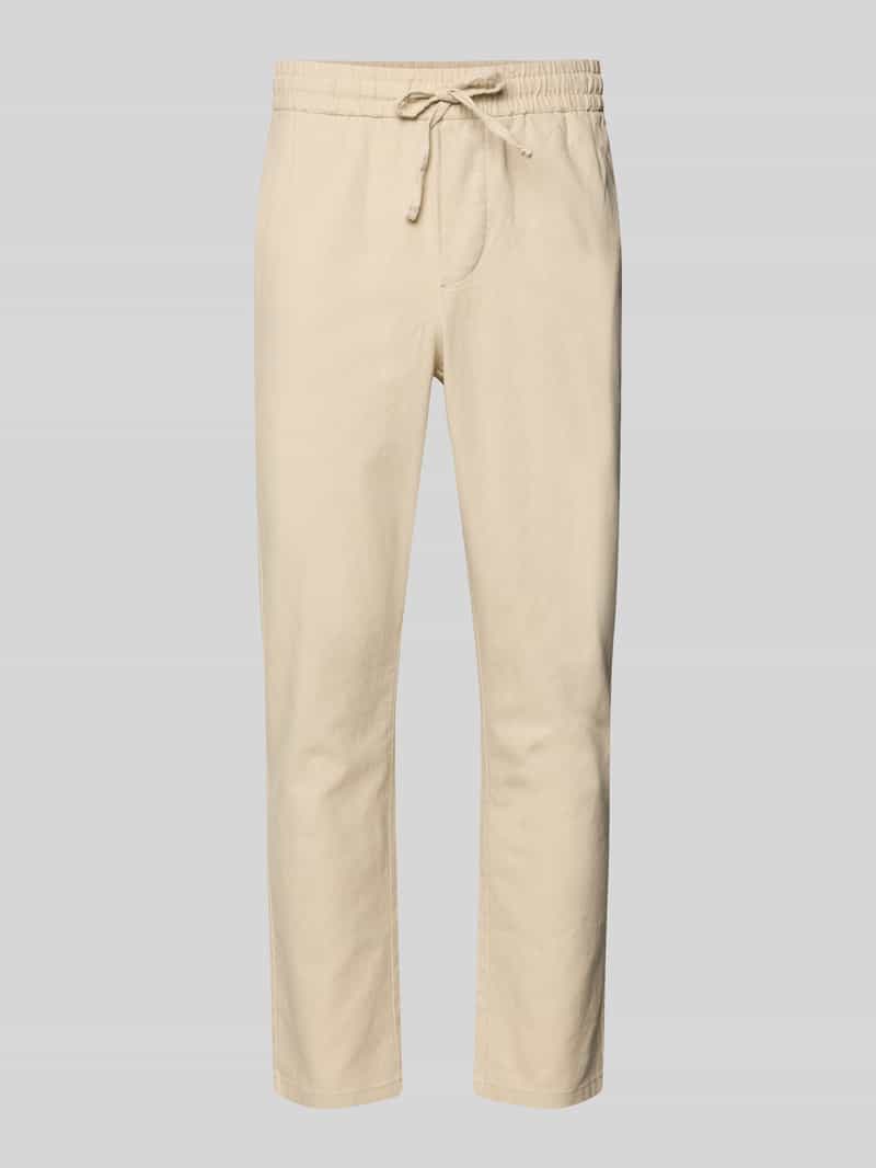Spodnie lniane o kroju tapered z mieszanki bawełny i lnu model 'LINUS'