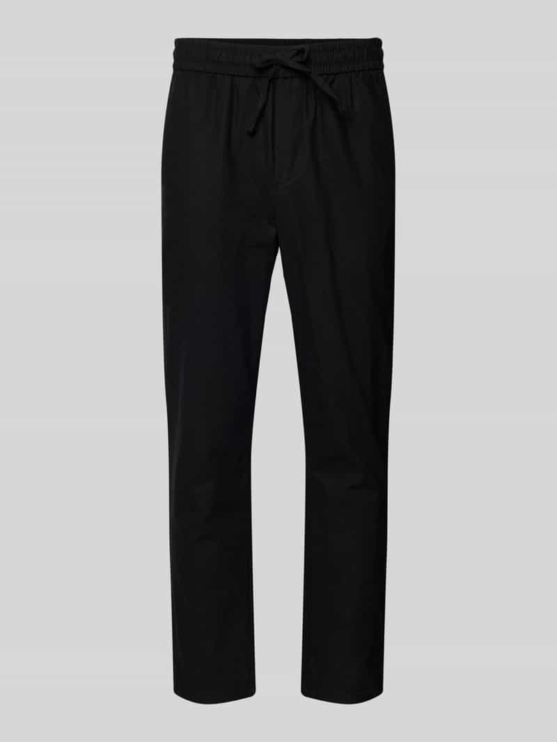 Spodnie lniane o kroju tapered z mieszanki bawełny i lnu model 'LINUS'