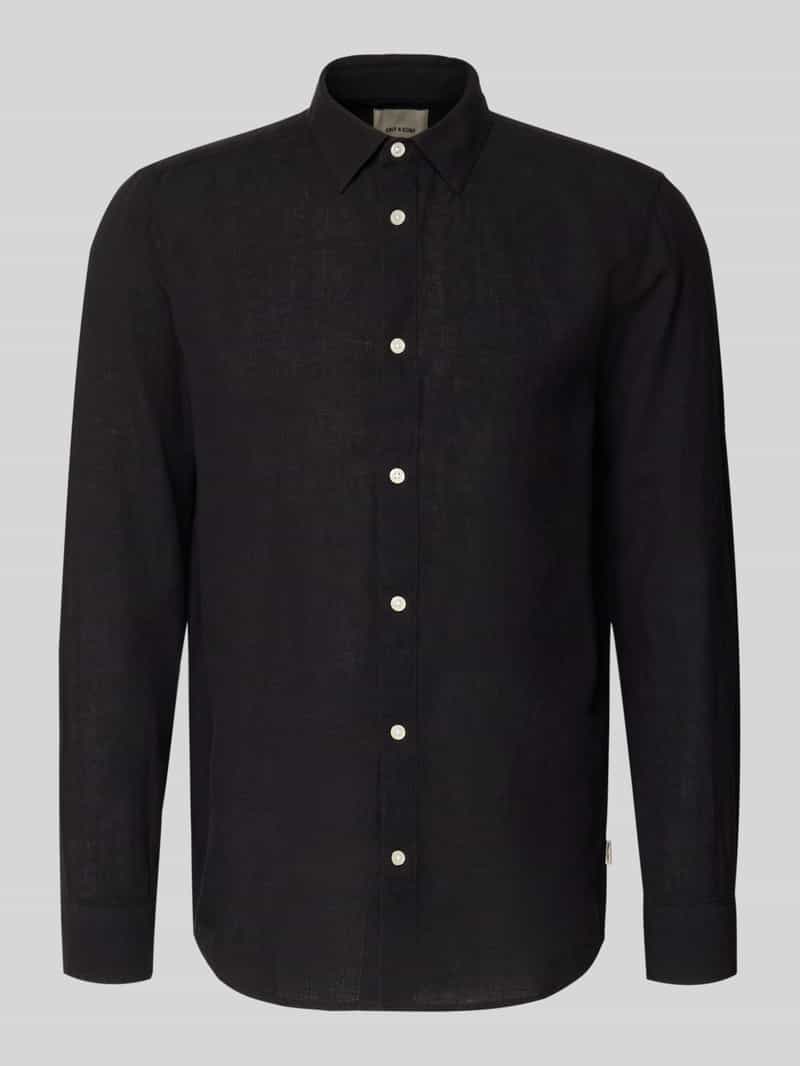 koszula casualowa o kroju slim fit z mieszanki bawełny i lnu model 'CAIDENLS SOLID'