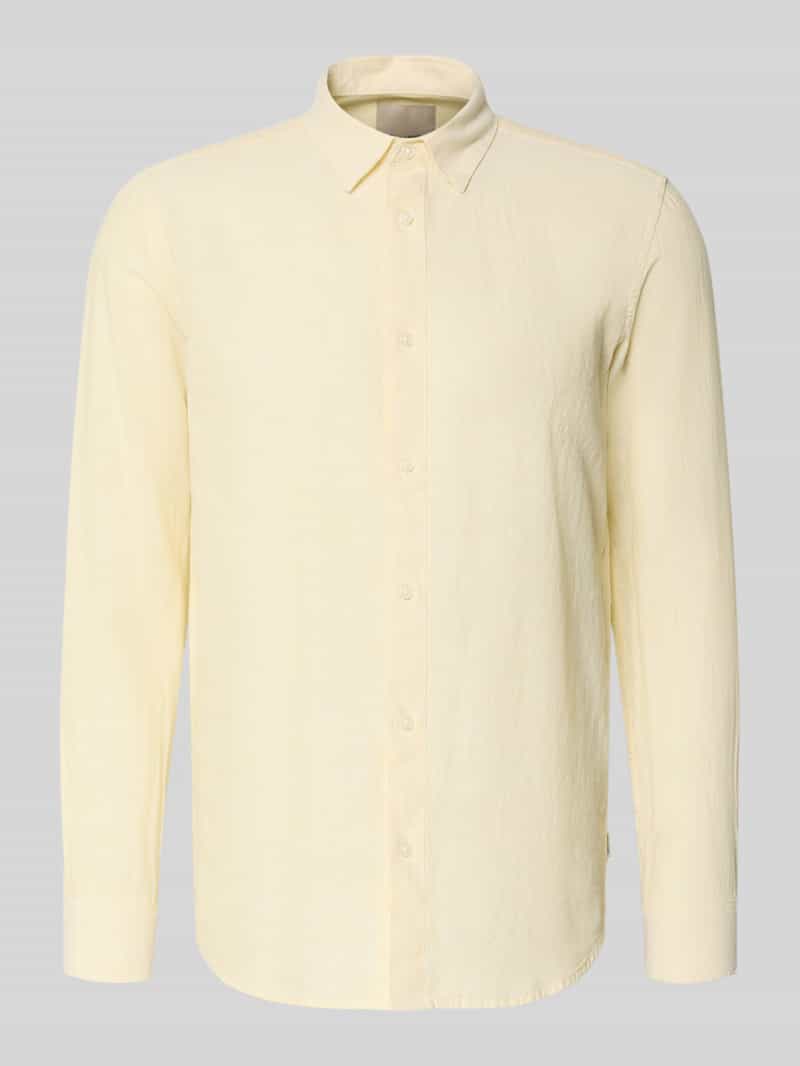 koszula casualowa o kroju slim fit z mieszanki bawełny i lnu model 'CAIDENLS SOLID'