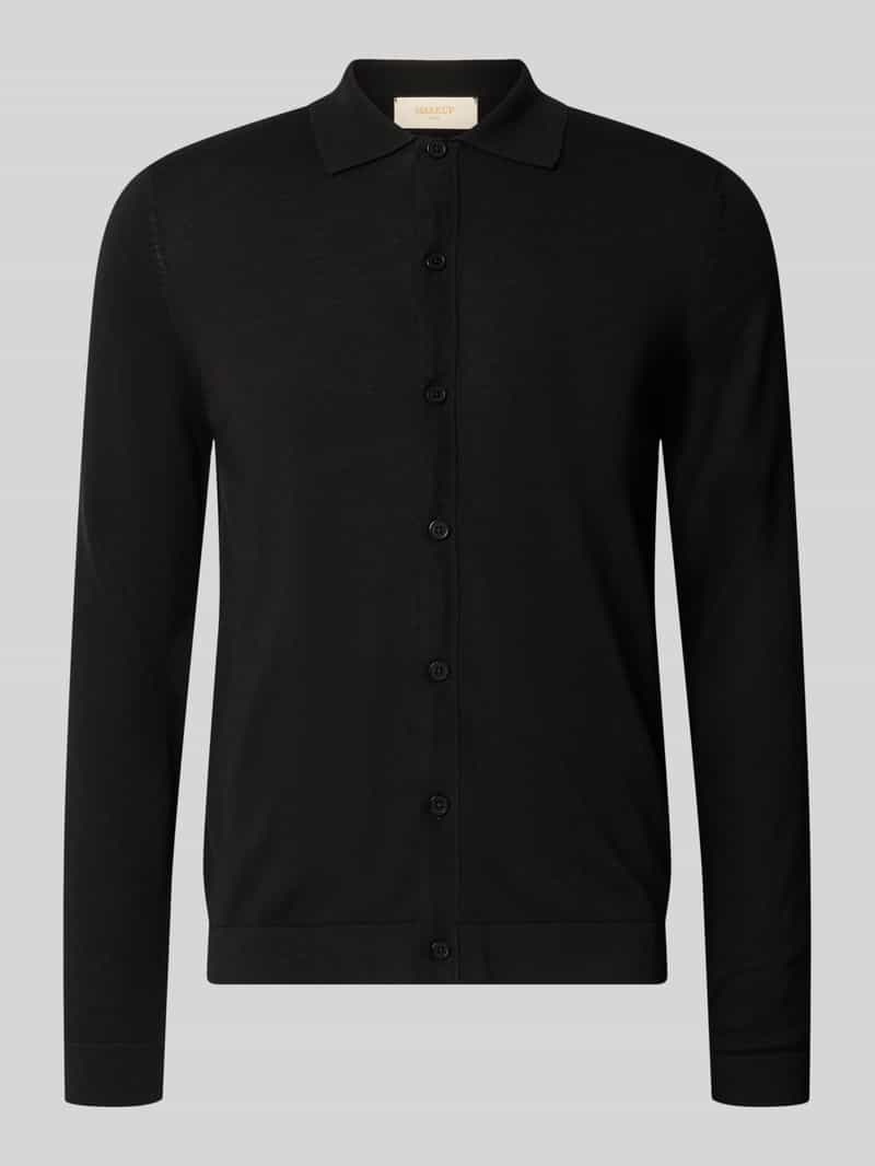 Kardigan rozpinany z kołnierzykiem polo model 'CAMICIA IN MAGLIA'