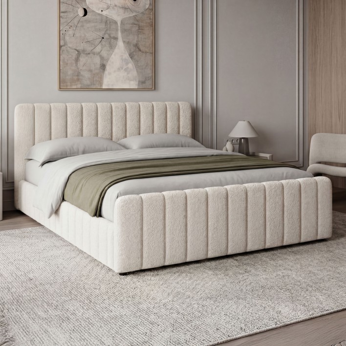 Łóżko tapicerowane SF1078 140x200 Boucle Biały #2