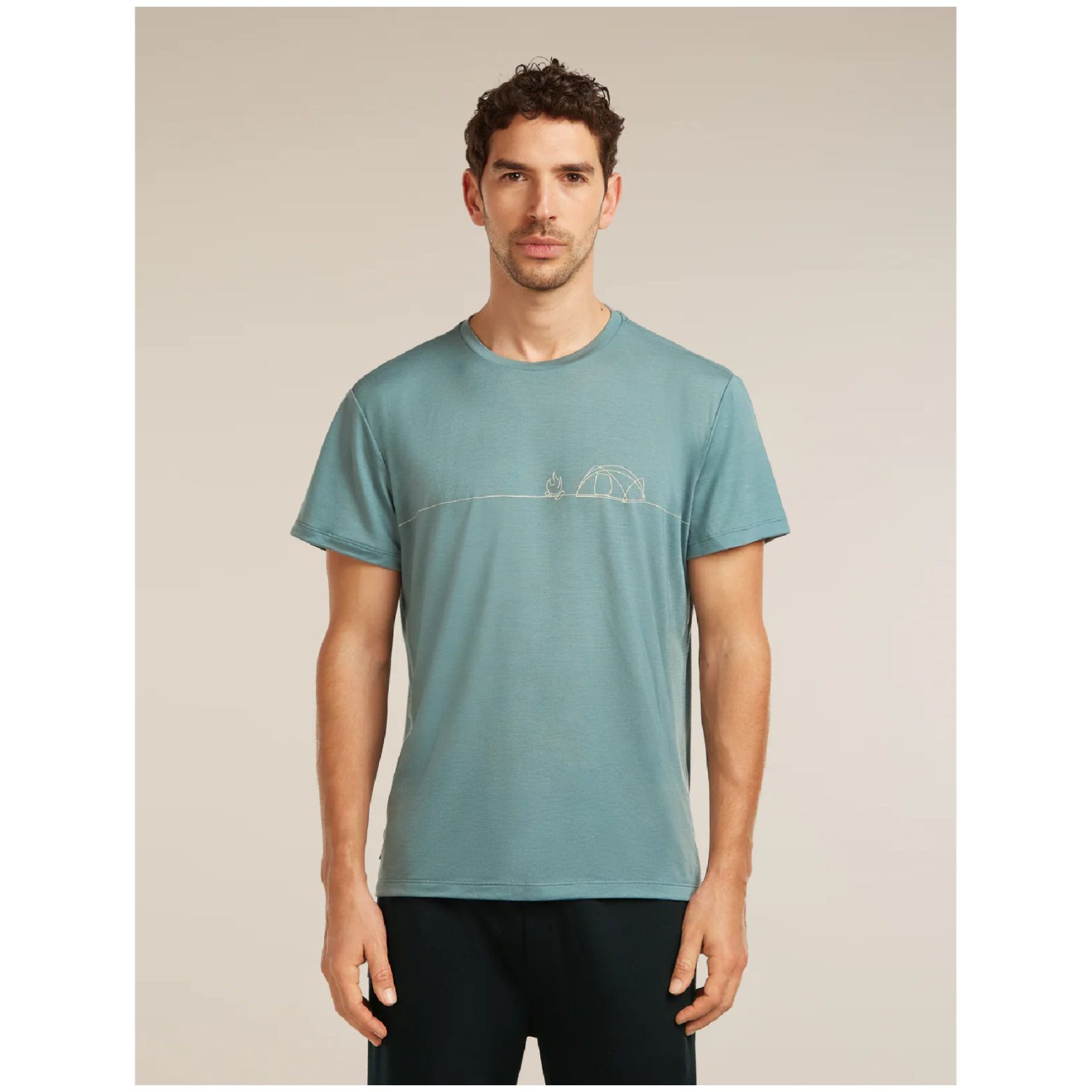 Męska koszulka Icebreaker Merino Blend Core SS Tee Single Line Camp Rozmiar: M / Kolor: ciemnoszary