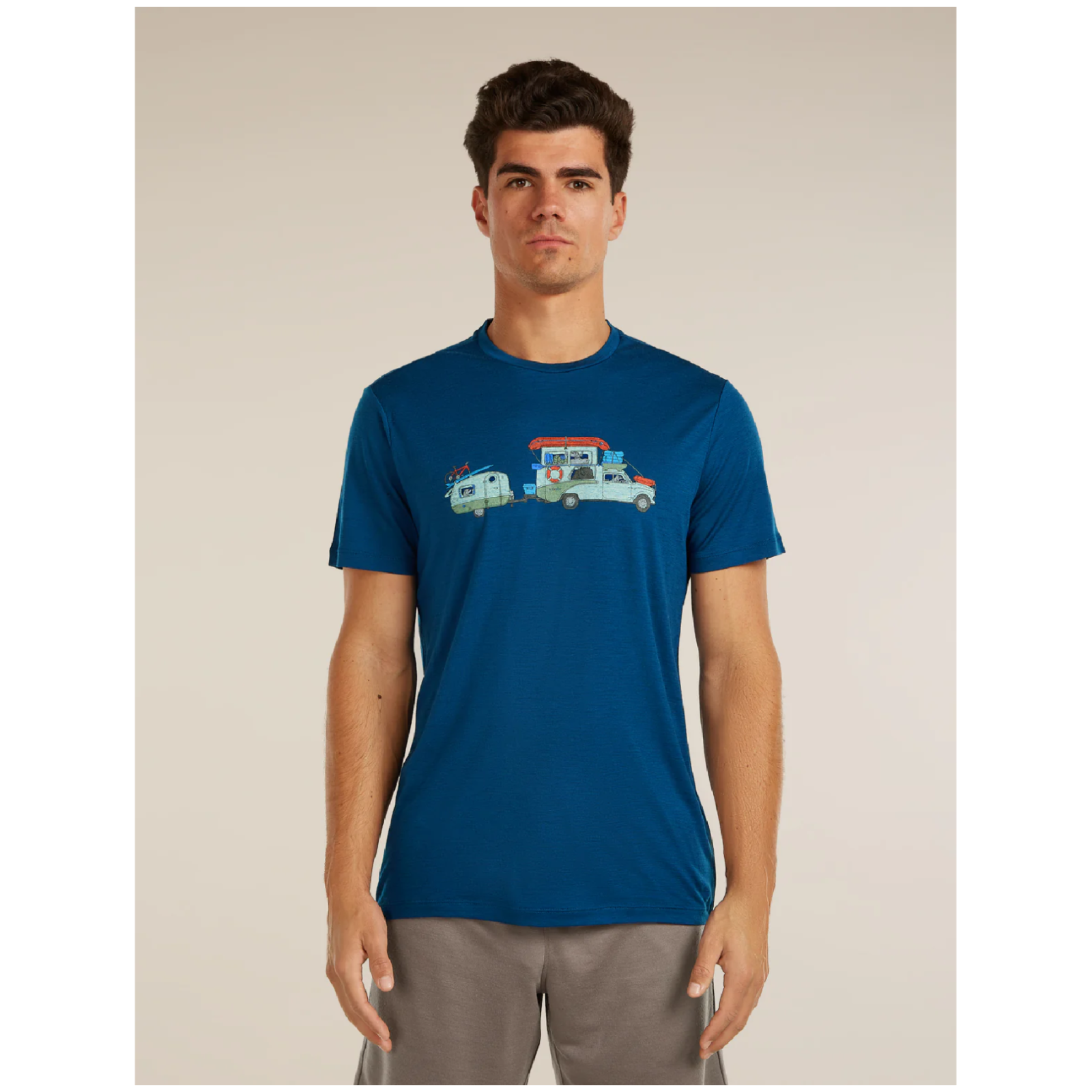 Męska koszulka Icebreaker Men Merino 150 Tech Lite SS Tee Transportage Rozmiar: XXL / Kolor: niebieski