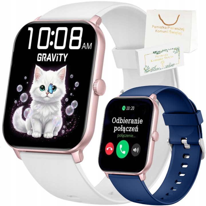 Zegarek dziecięcy SMARTWATCH Gravity KO-T36-4 PG/BU z dwoma paskami KOMUNIA