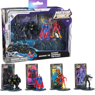 Zestaw figurek SPIN MASTER DC Comics Metal Force: Batman, Superman, Brainiac, The Flash 6072651