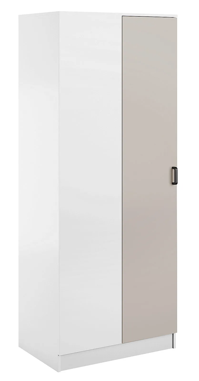 Narożna minimalistyczna szafa uchylna biały + kaszmir W3-E06