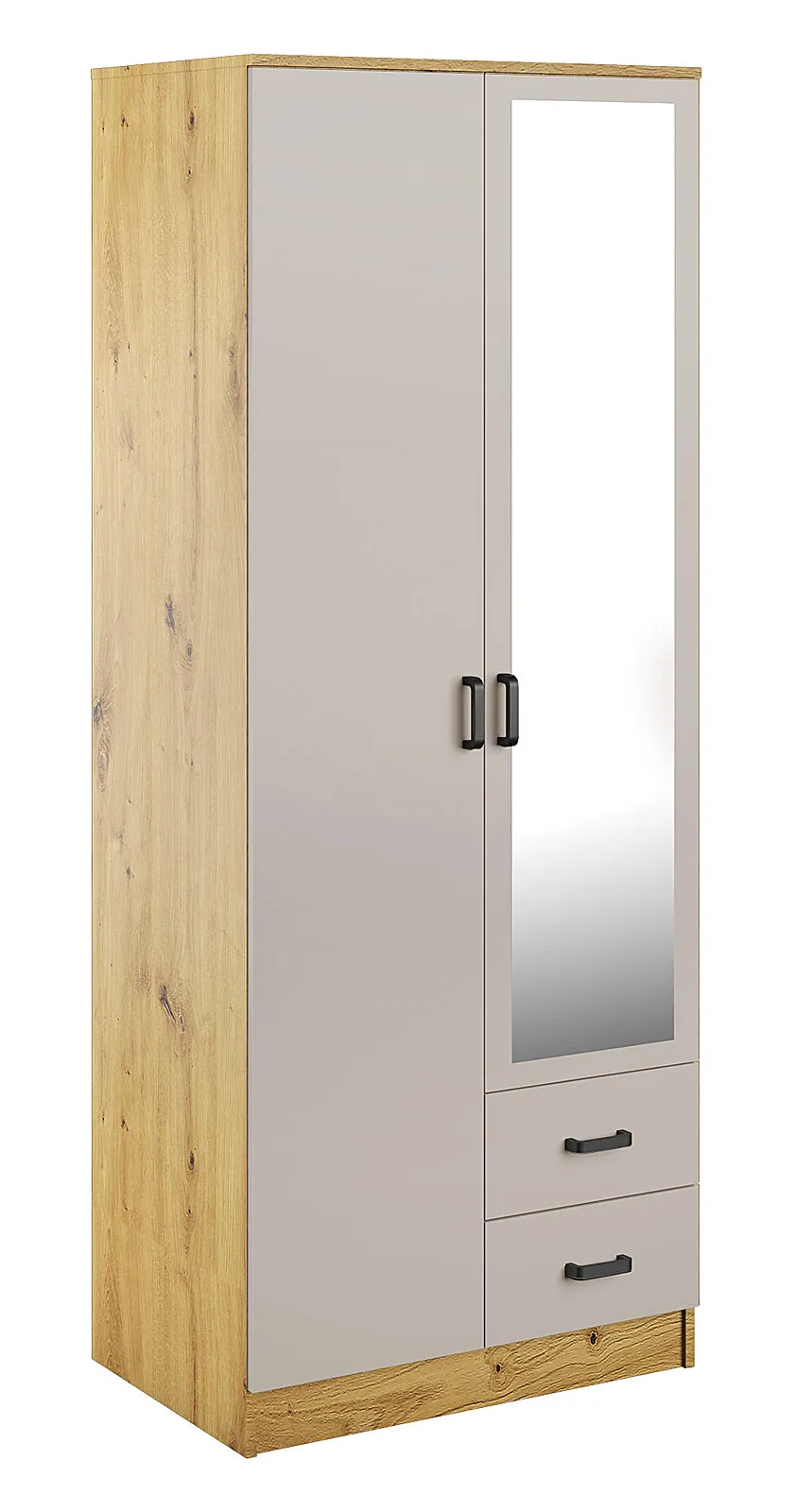 Skandynawska szafa z lustrem dąb artisan + kaszmir D6-F89