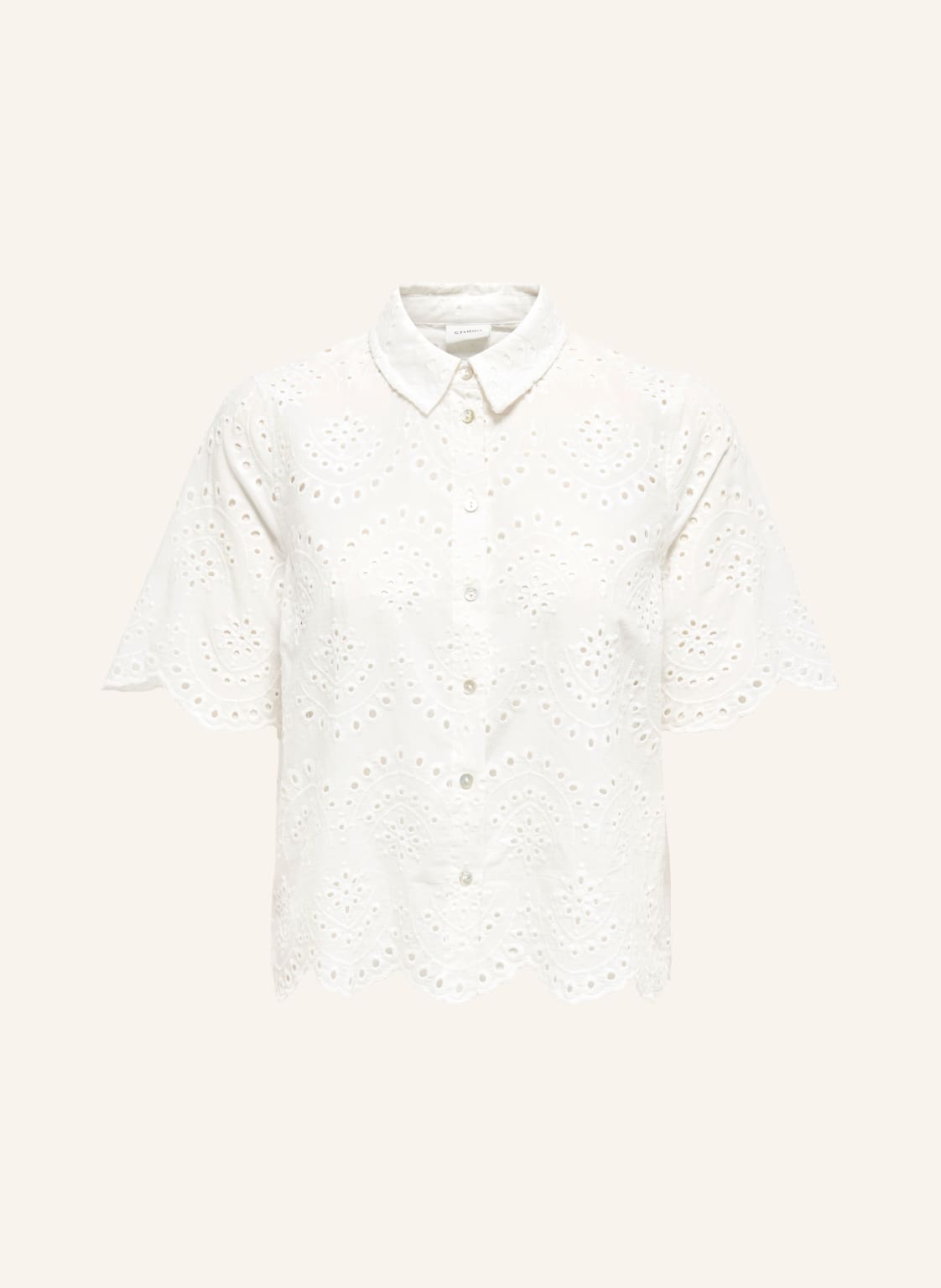 Only Bluzka Z Koronki Ażurowanej weiss