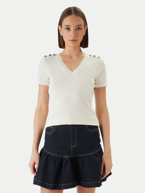 Morgan Bluzka 251-DOMANI Écru Slim Fit